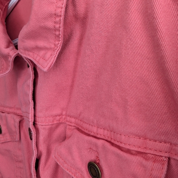 Jessica London 18W Plus Size Coral Button Cotton Denim Jacket Women - Picture 5 of 10